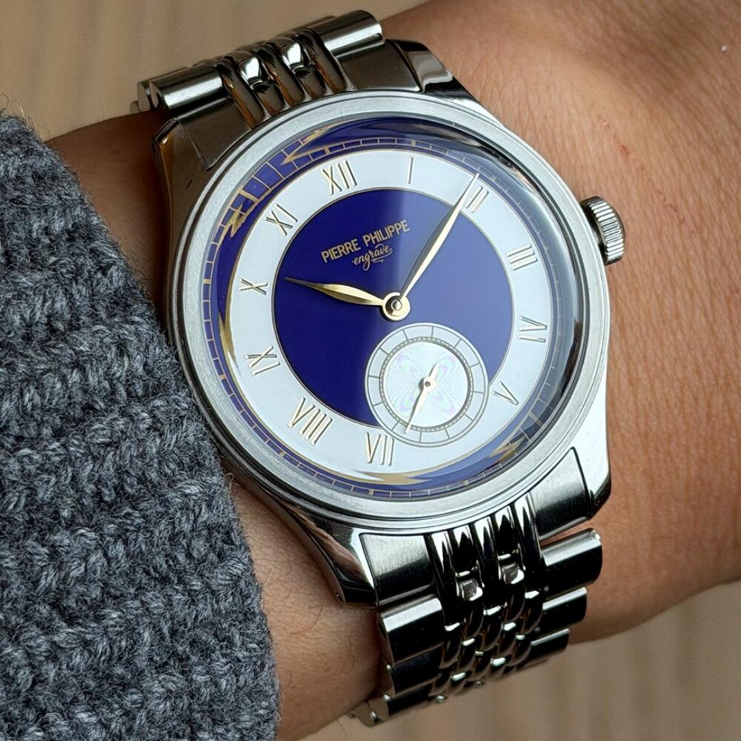 Guilloché Dial Watch - Montre mécanique vintage pour homme à